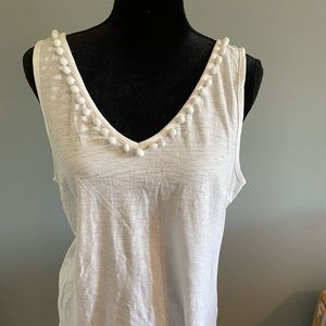 Lilly Pulitzer White Pom Tank Large
